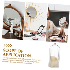 Ciieeo Rotatable Makeup Brush Organizer with Lid Stylish Transparent Cosmetic Storage Holder for Vanity Compact and Design for Easy Access to Beauty Tools