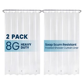 LiBa PEVA 8G Bathroom Shower Curtain Liner, 72" W x 72" H, Frosted, 8G Heavy Duty Waterproof Shower Curtain Liner, 2 Pack