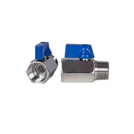 JIVTO Stainless Steel Mini Ball Valve 1/2" BSP,Male to Female,Shut Off Valve (Pack of 2)