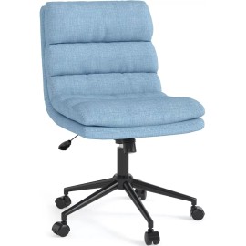 JFHID Criss Cross Chair with Wheels Armless Swivel Office Desk Chair Computer Chair - Blue