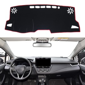 SENSHINE for Toyota Corolla Accessories 2019-2022 2023 2024 Dashboard Cover Center Console Cover Dash Mat Carpet Protector Sunshield Cover Custom Fit, Red Trim