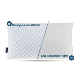 alkamto Adjustable Firmness Gel Pillow - King Size Cooling Shredded Memory Foam Bed Pillow for Sleeping - Double-Sided Ice Silk & Soft Rayon Cover - Ideal for Back, Stomach, and Side Sleepers