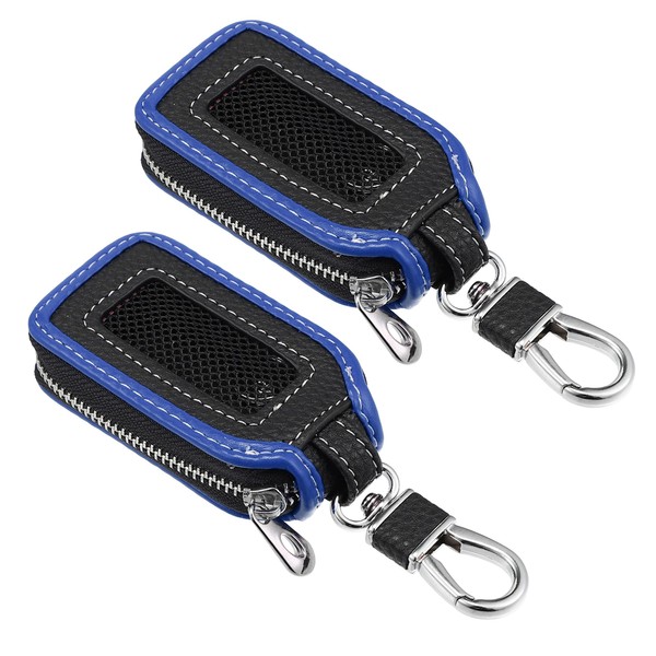 X AUTOHAUX 2Pcs Car Key Case Faux Leather Zipper Multifunctional