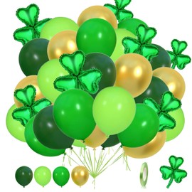 St. Patrick's Day Green Shamrock Foil Balloons 5 Styles With Ribbon Balloons Kit Irish Decor for Home