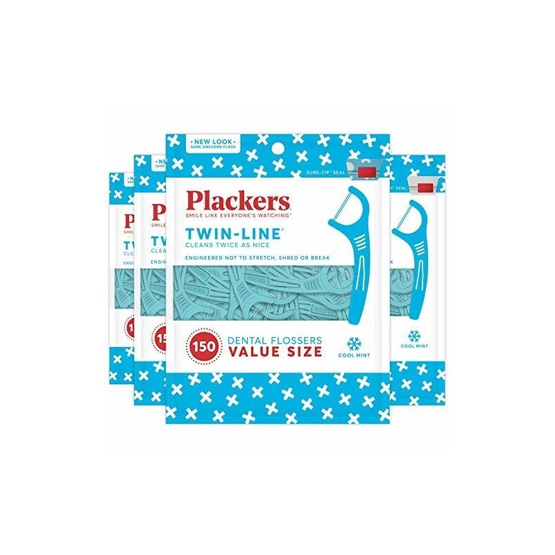 Plackers Twin-Line Dental Floss Picks, Designed with Two High Assorted