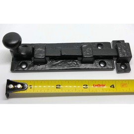 (2) - 5" Black Door Bolt Latches - DB-101 Antique Style Door Bolt Latch for Gates, Doors, Closet, Cabinet, Sliding Barn & Shed Doors - in Vintage Black cast Iron