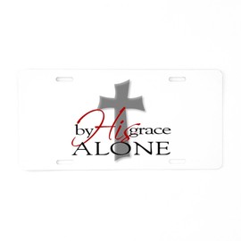 CafePress by His Grace Alone Aluminum License Plate, Front License Plate, Vanity Tag