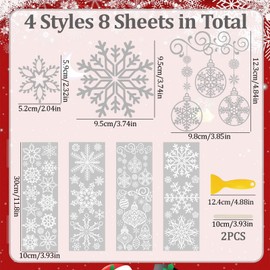 WANDIC 8PCS Snowflake Silver Stamping Rub On Transfer Stickers, Winter Theme Stickers Transfer Decals for DIY Scrapbooking Photo Albums Furniture