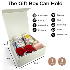 VIONAMI Floral Designed Gift Box – 9.25x9.25x3.75 Inches Gift Boxes for Presents, Decorative Packaging for Birthday Gifts With Magnetic Lid Closure, Luxury Gift Box for Wedding, Bridesmaid (1 Unit)