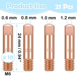 Mig Mag Wear Parts Set Welding Accessories with 21 Pieces 10 x Power Nozzle M6 0.6 mm 5 x Nozzle Handle 2 x Ceramic Nozzles 2 x Insulators 1 x Wrench Suitable AK-15/MB-15