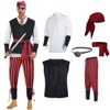 MALINRSSE 6 Pcs Men's Renaissance Pirate Costome Set Medieval Shirt