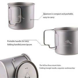 TOAKS Outdoor Camping Titanium Cup and Titanium Pot (375 ml Cup)