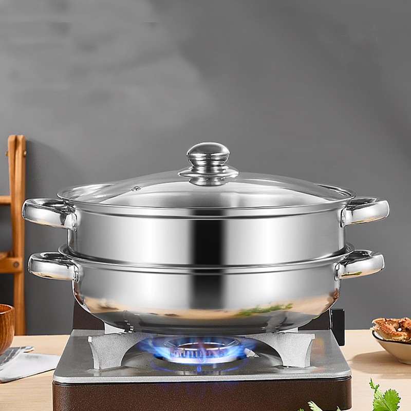 ZENFUN Steamer Pot With Lid 2 Tier, Multipurpose Stainless Steel