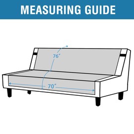 H.VERSAILTEX 100% Waterproof Futon Cover Reversible Futon Slipcover Armless Sofa Slipcover Furniture Protector Seat Width Up to 70" Washable with Adjustable Elastic Strap Anti-Slip, Grey/Beige