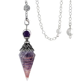 Vesaneae Natural Amethyst Pendulums, Hexagonal Pointed Cone Healing Crystal, Reiki Chakra Pendants for Divination Witchcraft Accessory