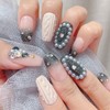 Black Chic Chris Handmade Nail Tips - Short Oval /
