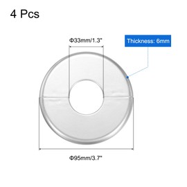 uxcell 4pcs Wall Split Flange 95mm / 3.7" OD Escutcheon Plate ABS Round Self-Adhesive Plumbing Cover Plates for 33mm / 1.3" Dia Water Pipe Faucet Decoration Accessories, Silver