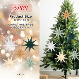 BestoFun 5 PCS Sage Green Paper Star Lanterns Hanging Stars Christmas Party Decorations Hanging Lampshade Christmas Wedding Birthday Christmas Home Party Decorations(12 Inch)