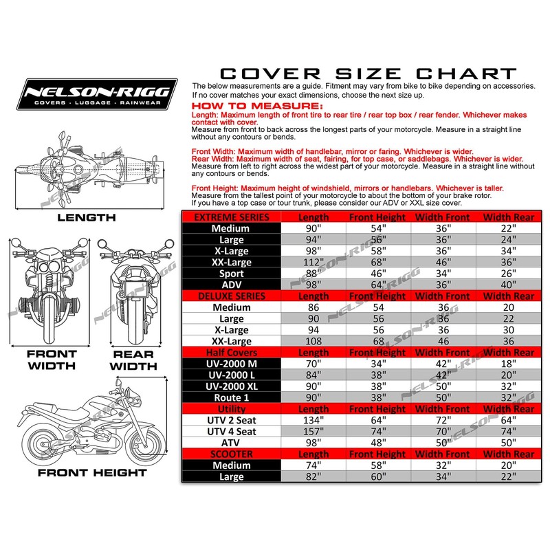Nelson-Rigg Deluxe Motorcycle Cover, Weather Protection, UV, Air Vents, Heat