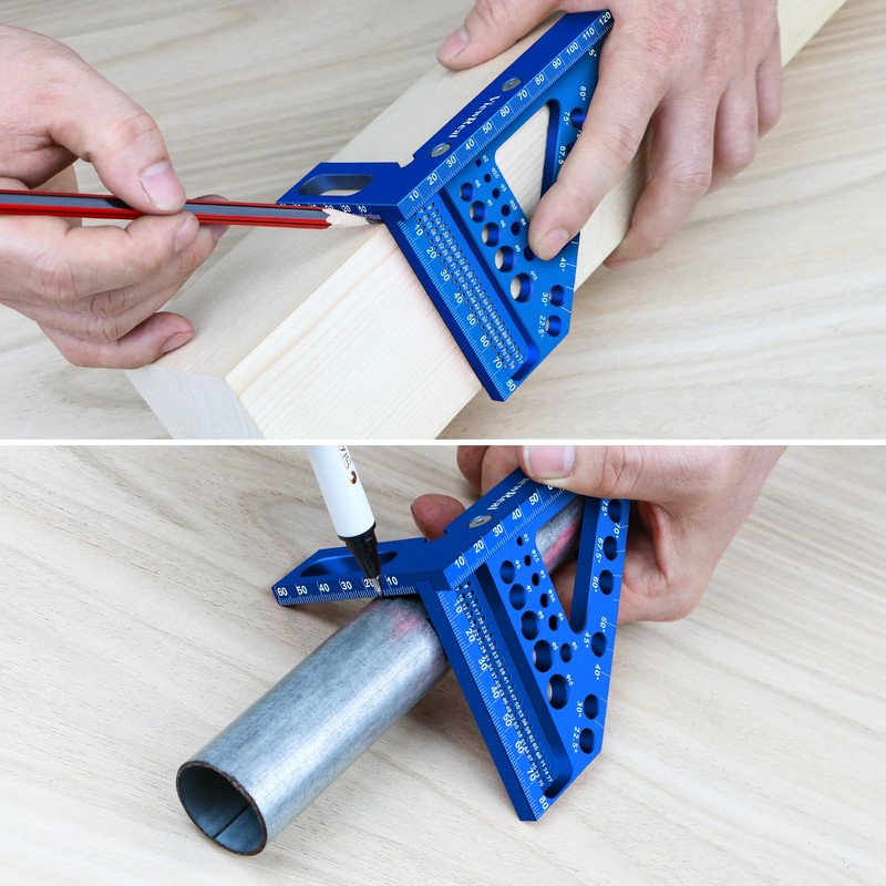 ViewReal Aluminum Carpenter Square with 3D Multi-Angle Layout Measuring Ruler