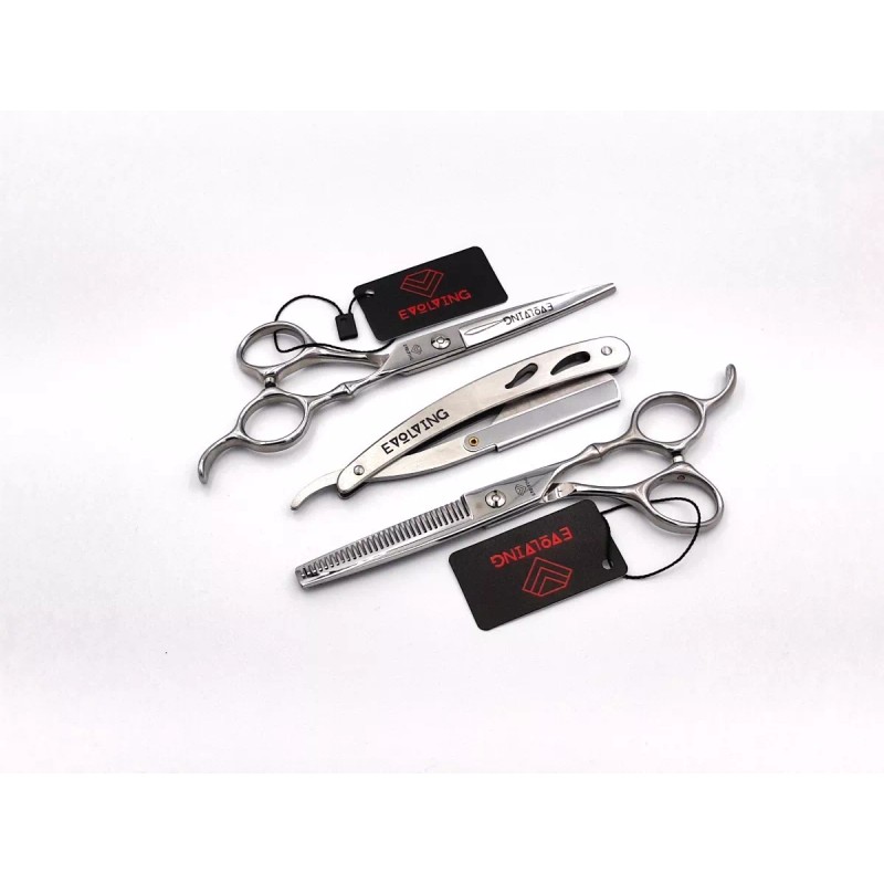 EVOLVING Kit Tijeras Silver 6 Pulgadas Barbero Estilista Evolving