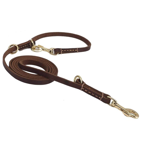 Multi Function 8ft Leather Dog Leash, Genuine Leather Leash Hands