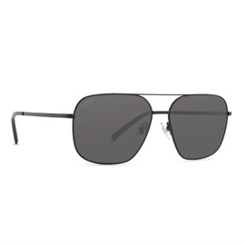DIFF Jonas Oversized Navigator Designer Sunglasses for Men and Women UV400 Polarized, Black + Grey