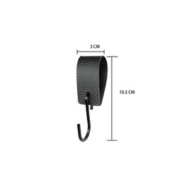Tyatiyzn Pack of 6 S Hooks without Drilling, Industrial Style Leather Hooks, Vintage Metal Hooks, Black, for Kitchen, Cupboard Hanging, Bathroom, Bedroom, Living Room