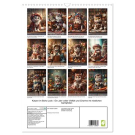 Boho-look cats - A year full of variety and charm with cute velvet paws, US-Version (Wall Calendar 2026 DIN A3 Portrait), CALVENDO 12 Month Wall Calendar