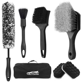 Wheel Brush, Tire Brush, Wheel Cleaner Brush, Soft-bristled Rim Cleaner Brush, Tire Shine Applicator Pad, Car Detailing Brushes, Car Wheel Brush Kit, Wheel Brushes for Cleaning Wheels,Tires - 7Pcs
