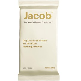Jacob Jacob Bar, Protein Bars, Vanilla (9 Bars Total) - 20g Grass-Fed Protein, No Seed Oils, Nothing Artificial