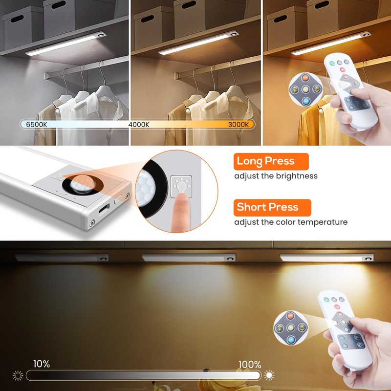 ALUSSO Under Cabinet Lights 3000K/4000K/6500K, 30cm Stepless Dimming Brightness Motion
