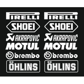1 x Set No.3 (12 stickers in choice of colour (White) (PIRELLI AKRAPOVIC Tuner Logo Decal for Car 16 CM Tuning Decal Sticker for Car / Motorbike Pick Up