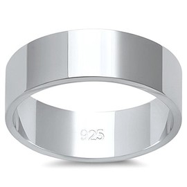CloseoutWarehouse 925 Sterling Silver Flat Plain Bridal Band Ring 6MM Size 6