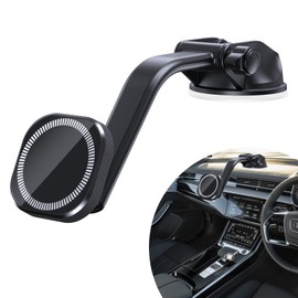 Fluher 1 PC Car Dashboard Mobile Phone Holder, Adsorption-Type One-Hand Grab and Go Navigation Stand, 360 Degree Rotating Stable Anti-Shake Bracket, Universal Portable Accessory for Cars (Black)