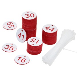 ONLYKXY 1-100 Plastic Number Tags with Rings Round Numbered Marking Identification Hang Tags Luggage Labels ID Tag for Organized Coded Key Box Cabinet Plant Coding Tag (White)