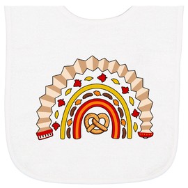 inktastic Oktoberfest Rainbow with Pretzel, Leaves, Accordian Baby Terry Cloth Bib White 46e3e