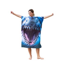 Catalonia Shark Surf Poncho Changing Towel Robe - Quick-Dry Microfiber Hooded Beach Cover Up, Summer Absorbent Wetsuit Change Robe for Men and Women, Ideal for Surfing, Swimming, Pool, Camping, and
