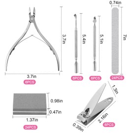Lasnten 72 Pcs Nail Care Kit Manicure Cuticle Remover Nippers Trimmer, Clippers, Cuticle Pusher, 100/180 Nail Files and Buffers, Manicure Pedicure Tools Prep Kit for Women