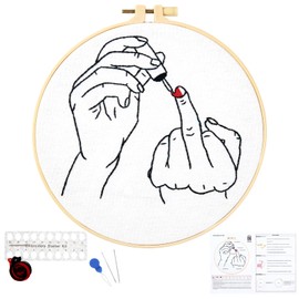Crafmanoe Hand Embroidery Starter Kit for Beginners Adults, Counted Stamped Cross Stitch Kits for Adults Beginners, Easy Funny Embroidery Needlepoint Kits, Embroidery Fabric, Hoops and Video Tutorial