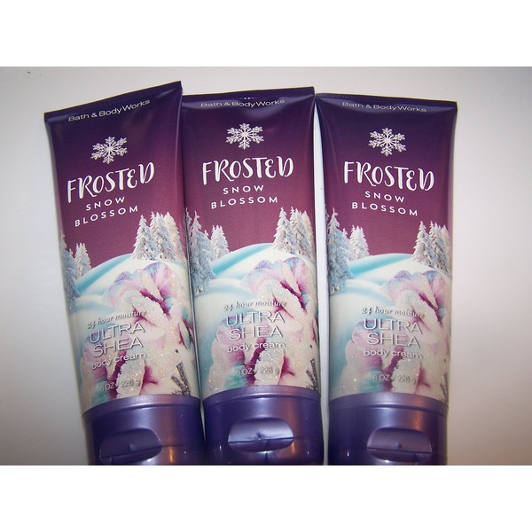 Bath & Body Works Frosted Snow Blossom 24 Hour Moisture Ultra Shea Body Cream 8 oz - Lot of 3