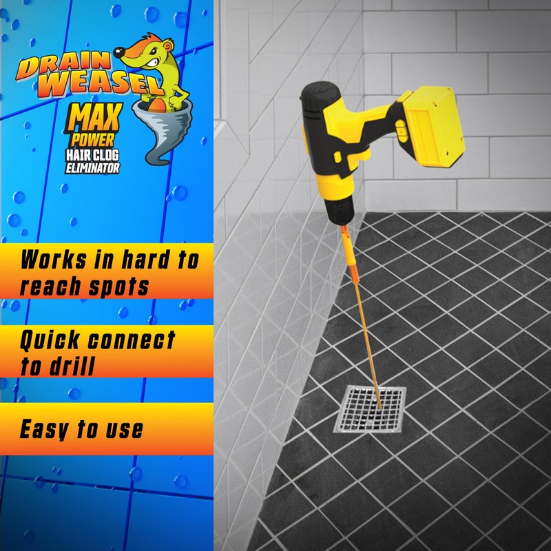 FlexiSnake Drain Weasel MAX Power Sink Snake Hair Clog Remover