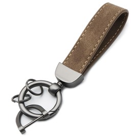 CigaMaTe Genuine Leather Car Key Ring, Key Chain, Double Ring, Carabiner, Carabiner, Car, Bike, Bicycle Ring, Removable, Rustproof, Zinc Alloy, Strap, Feels Good, Prevents Loss, Simple Design, Stylish