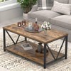 EXCEFUR Modern Coffee Table, Industrial Metal and Wood Living Room