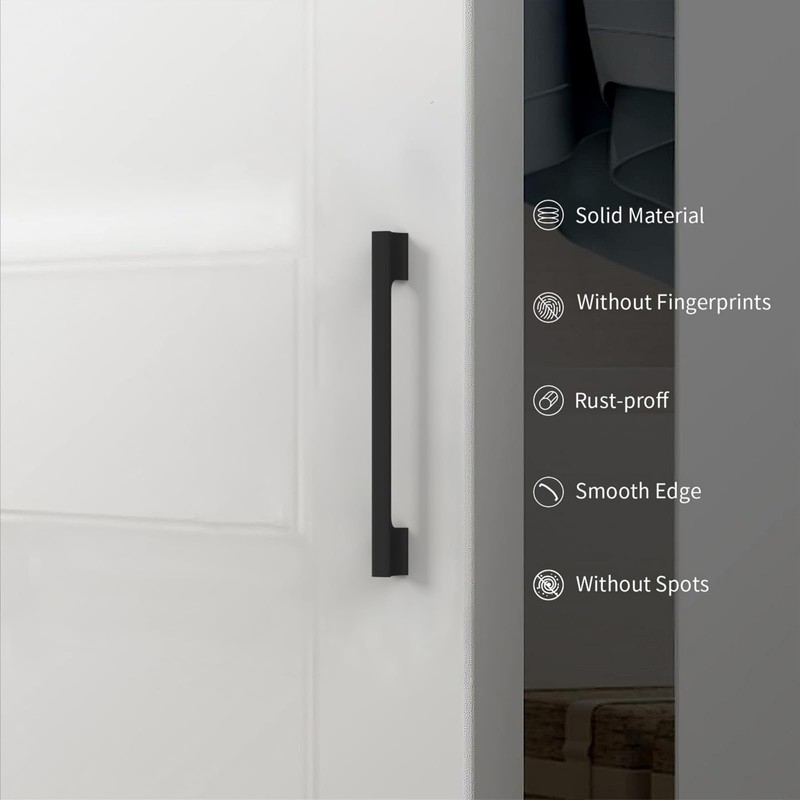 KNOKLOCK 10 Pack 10 Inch(254mm) Kitchen Cabinet Handles Matte Black