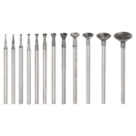 sourcing map 12pcs Diamond Grinding Head 0.8/1/1.2/1.5/2/2.5/3/4/5/6/8/10mm Dia 3/32" Shank Carving Drill Bits Spherical Head Rotary Tool for Polishing, Engraving Jade, Jewelry, Stone, Ceramic