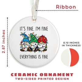 Gnome Ornament - Gnome Christmas Ornaments, Gnome Ornaments for Christmas Tree, Gnome Xmas Ornaments - Gnome Gifts, Gnome Gifts, Gifts for Gnome Lovers - Funny Ceramic Christmas Ornament 2024