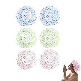 6 Gorros De Baño Impermeables, Shower Cap，Gora De Baño Mujer, Diseño Elástico Para Cabello Largo, Material Pe Resistente, Colores Verde Rojo Azul, Cómodos Para Ducha y Spa