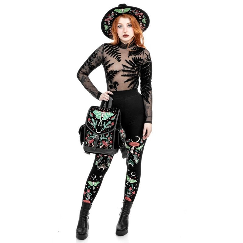 Restyle Autumnal Equinox Backpack Gothic Moth Mushroom Embroidered Bag