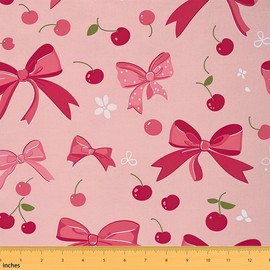 Feelyou Bow Fabric by The Yard Kids for Girls Boys Kids 1 Yard Cheery Upholstery Fabric for Chairs Room Decor Cute Waterproof Outdoor Fabric Hot Pink Reupholstery Fabric Decor